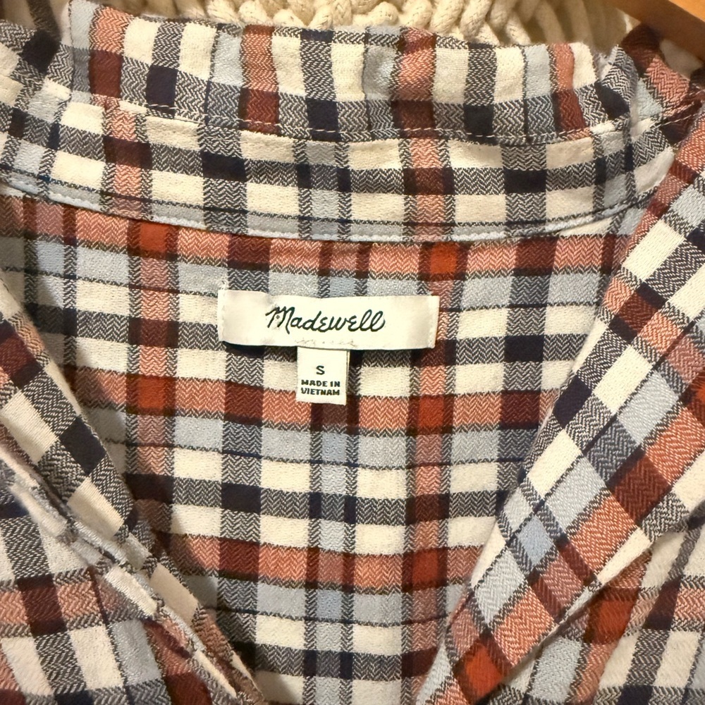 Madewell Women’s Red & Blue Plaid Shirt – Oversized Soft Organic Cotton, Relaxed - Picture 1 of 2